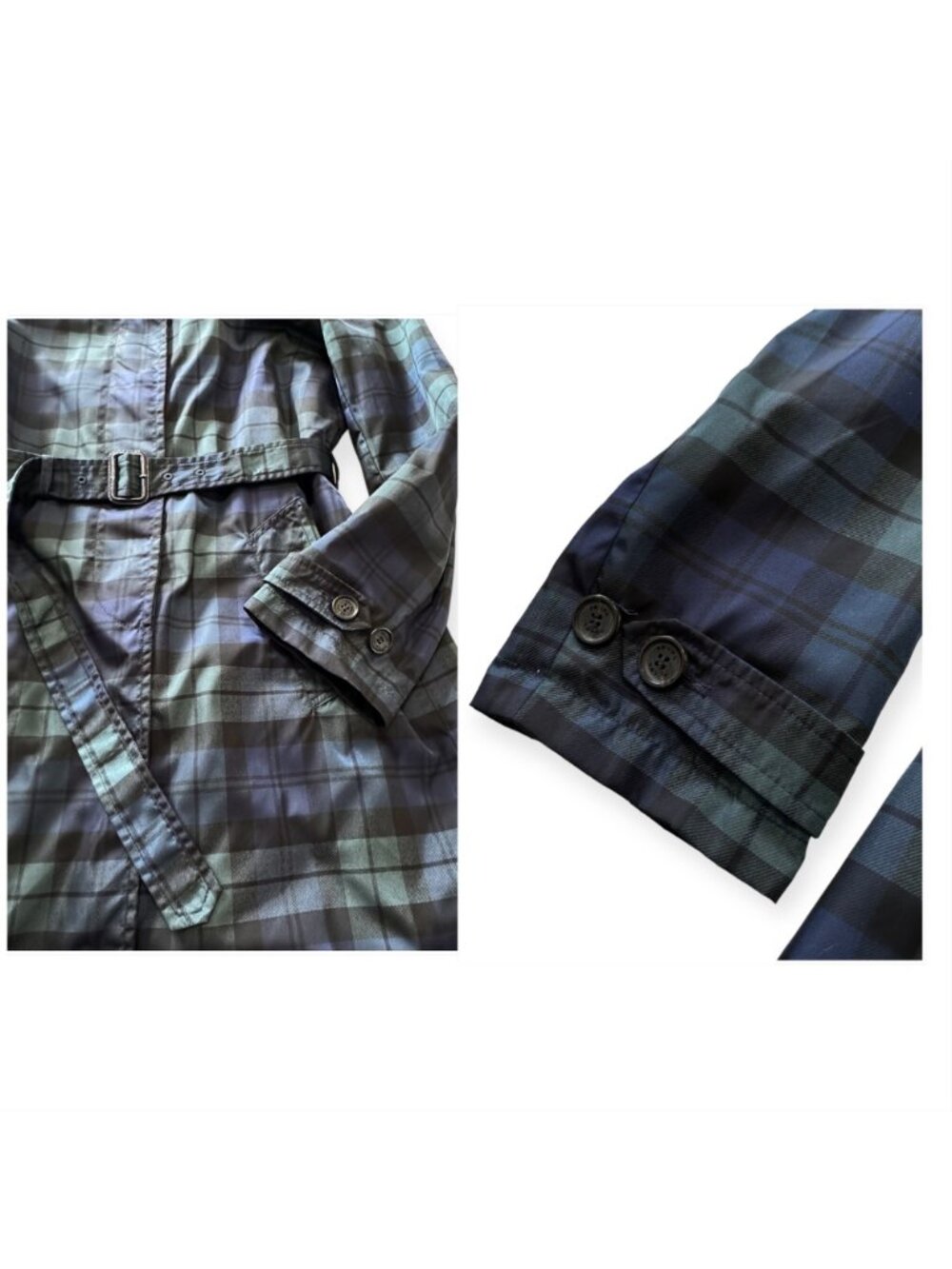 Prada Blackwatch Tartan Nylon Trench Coat IT46 PU Coated - Picture 14 of 16